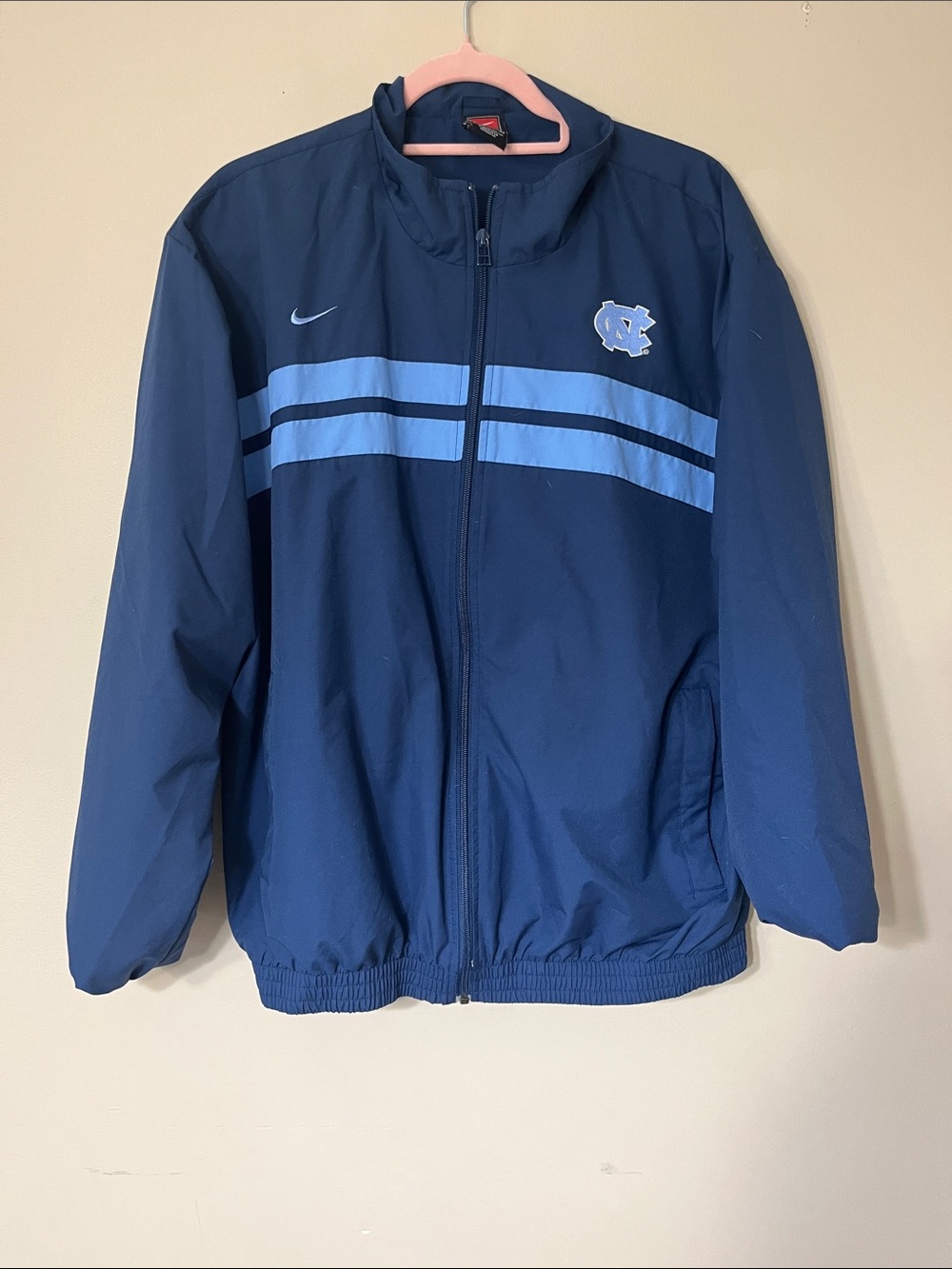 Nike Navy Jacket with Light Blue Chest Stripes